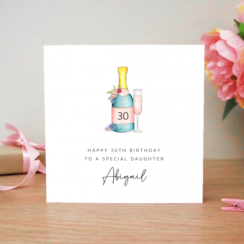 Personalised Birthday Card - Pink - 18th, 21st, 40th, 50th, 60th, 70th ...