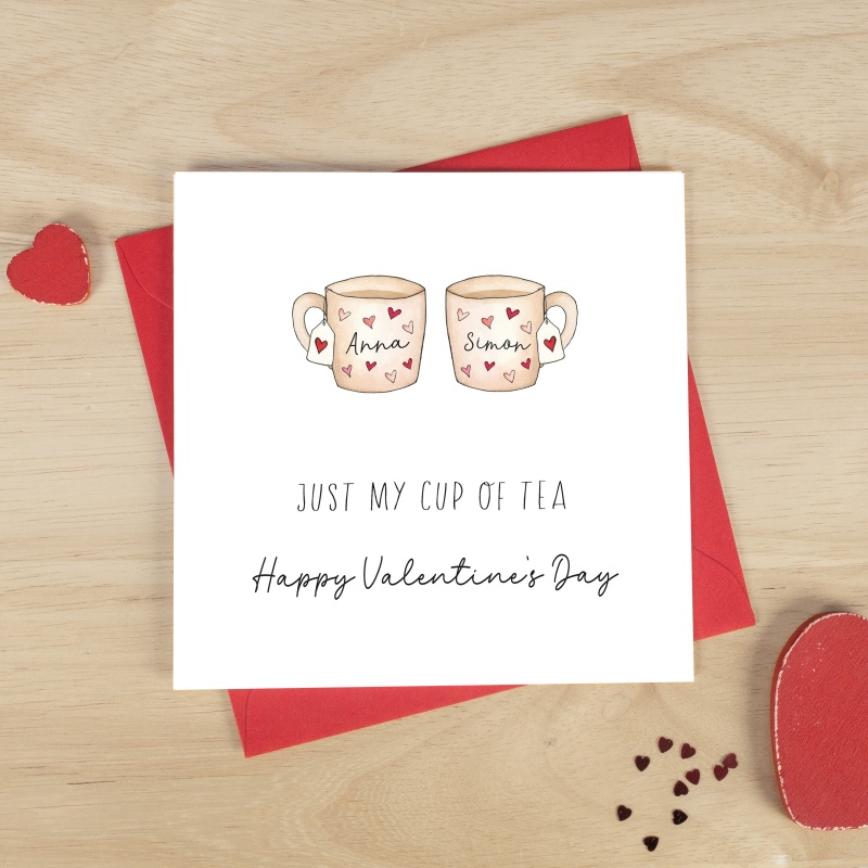 Personalised Valentine's Day Card - Tea Cups