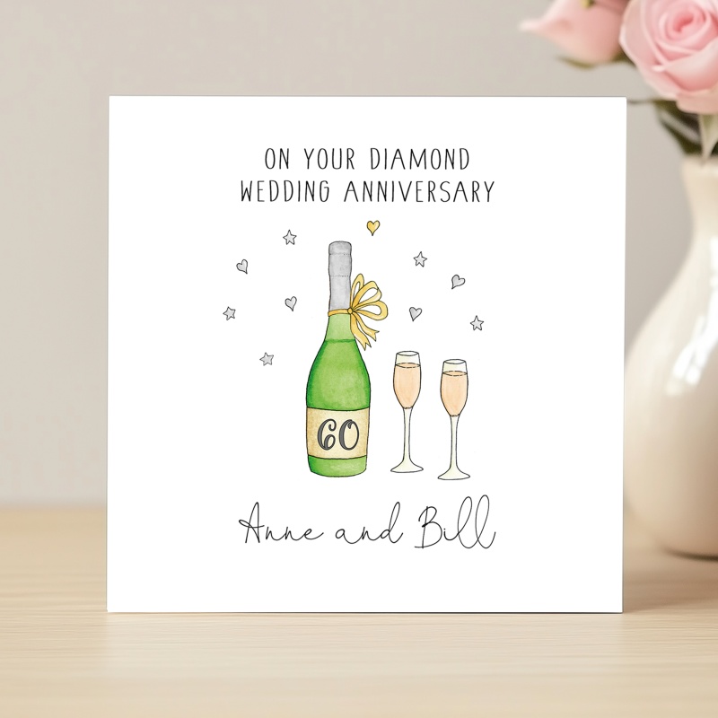 Personalised Diamond Wedding Anniversary Card - 60th Anniversary Card