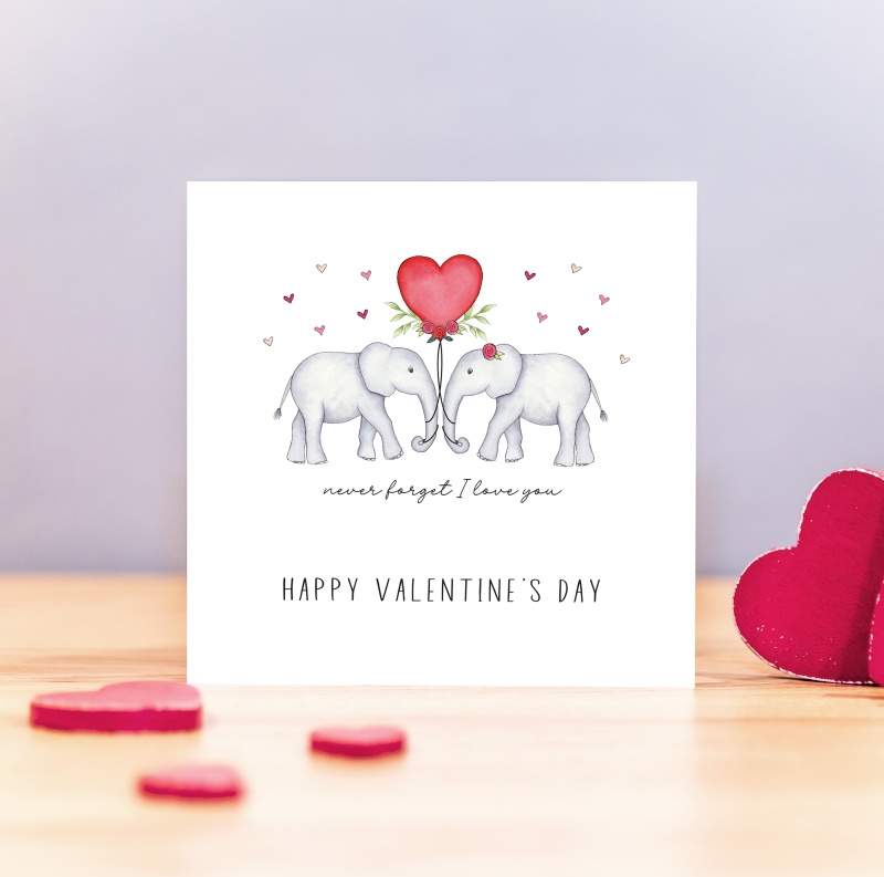 Personalised Valentine's Day Card - Elephant Never Forget