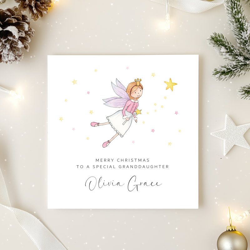 Personalised Girls Christmas Card - Fairy