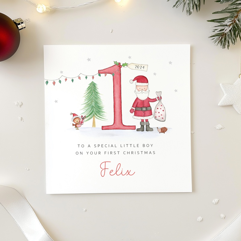 Personalised 1st Christmas Card - Santa