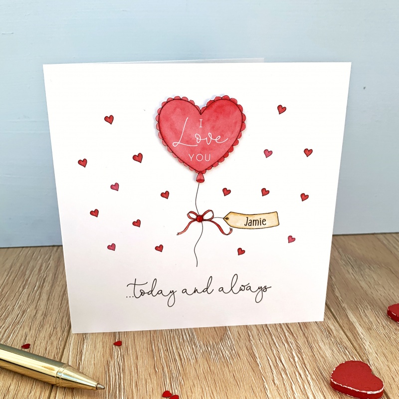Personalised Valentine's Day Card - Heart Balloon - Just For Cards ...