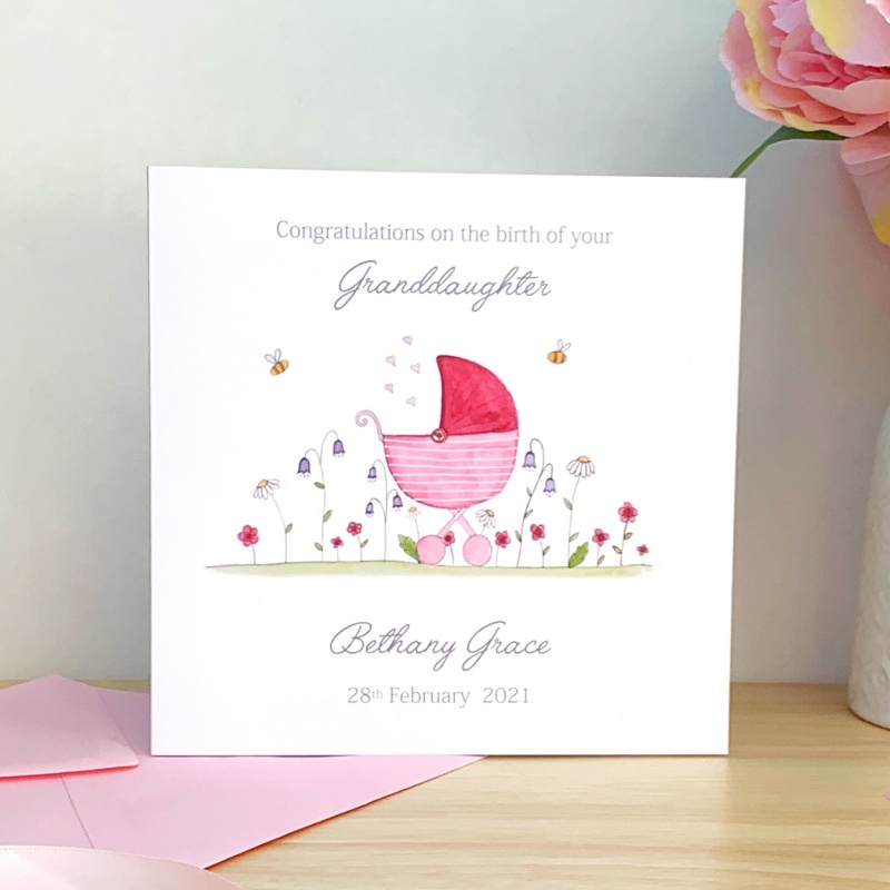 Personalised New Granddaughter Card New Grandparents Card Just For 