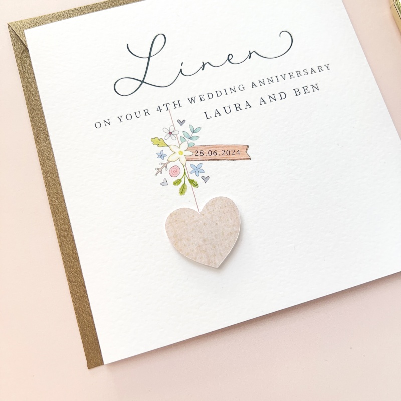 Personalised Linen Wedding Anniversary Card, 4th Anniversary Cards ...