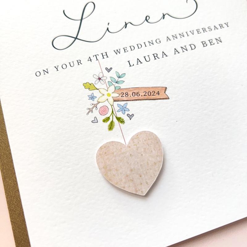 Personalised Linen Wedding Anniversary Card, 4th Anniversary Cards ...