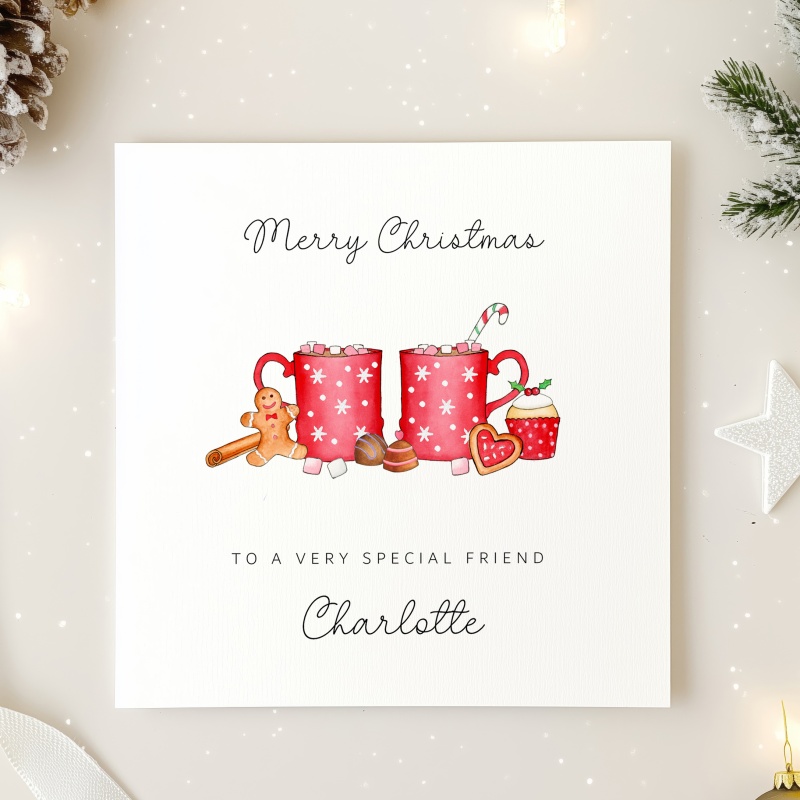 Personalised Friends Christmas card - Hot Chocolate