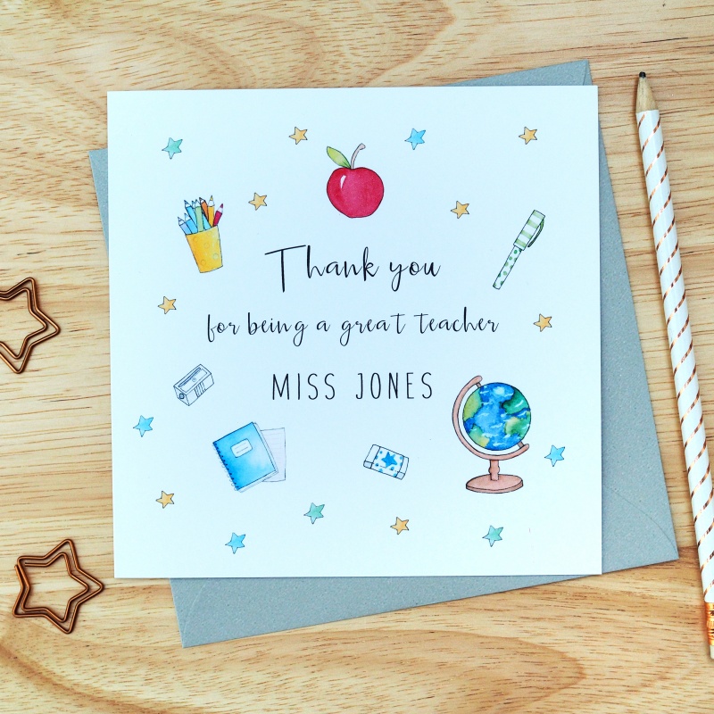 Personalised Teacher Thank You Card - Teacher, Teaching Assistant ...