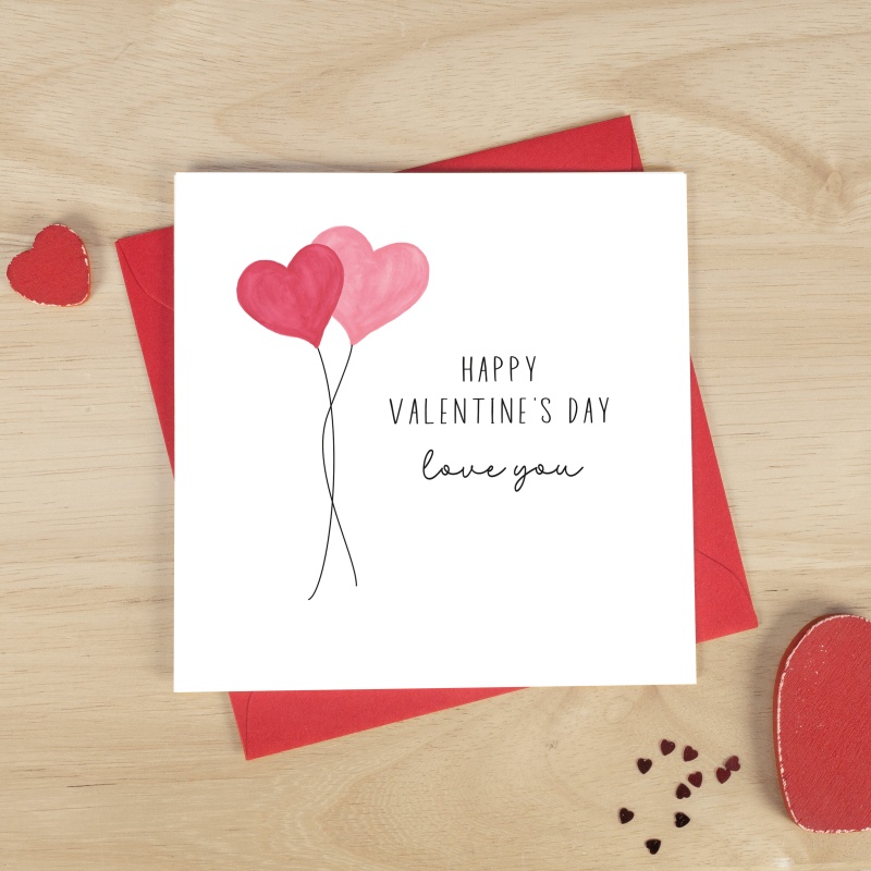 Valentine's Day Card - Red and Pink Hearts