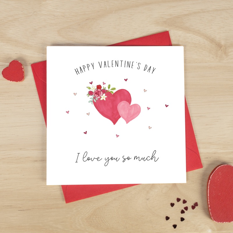 Valentine's Day Card - Hearts and Flowers