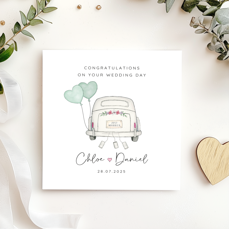 Personalised Wedding Day Card - Wedding Car