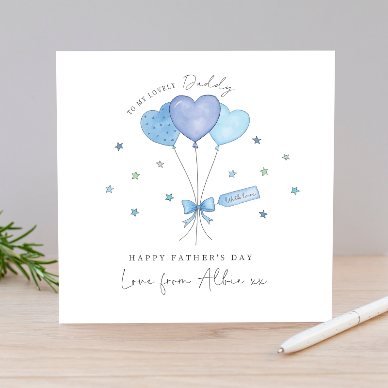 Personalised Father's Day Card -  Heart Balloons