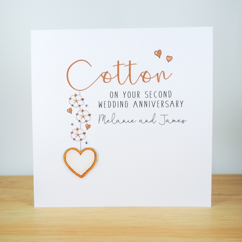 Personalised Cotton Wedding Anniversary Card  2nd Anniversary Cards