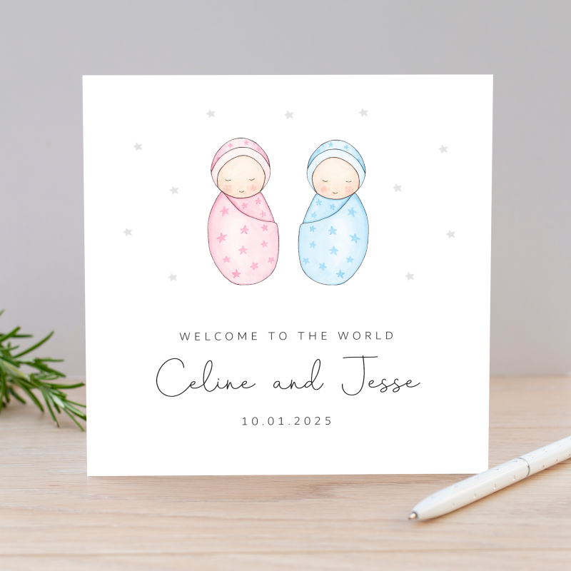 Personalised Baby Twins Card - Babys