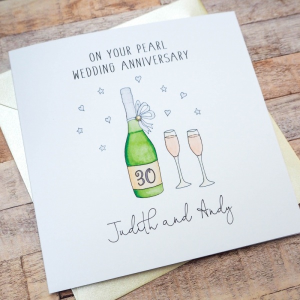 Personalised Pearl Wedding Anniversary Card - 30th Anniversary Card
